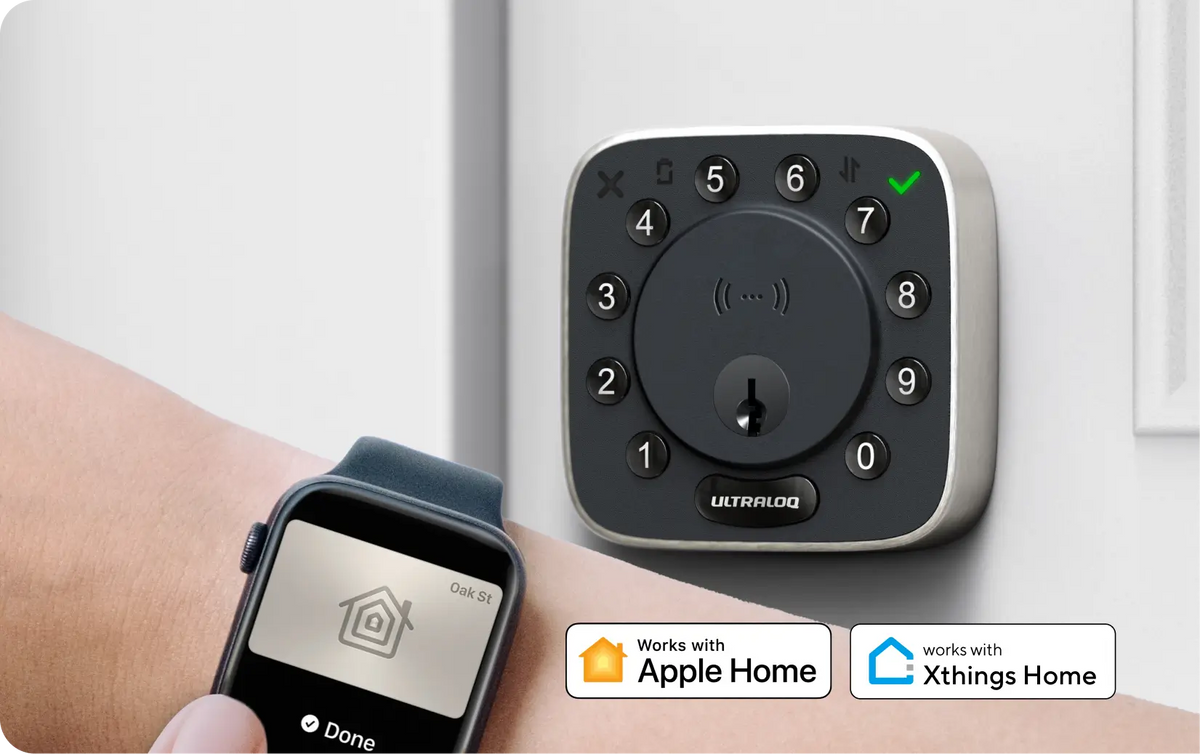 
ULTRALOQ Bolt NFC smart lock unlocked with Apple Watch using Apple Home Key, compatible with Apple Home and Xthings Home
