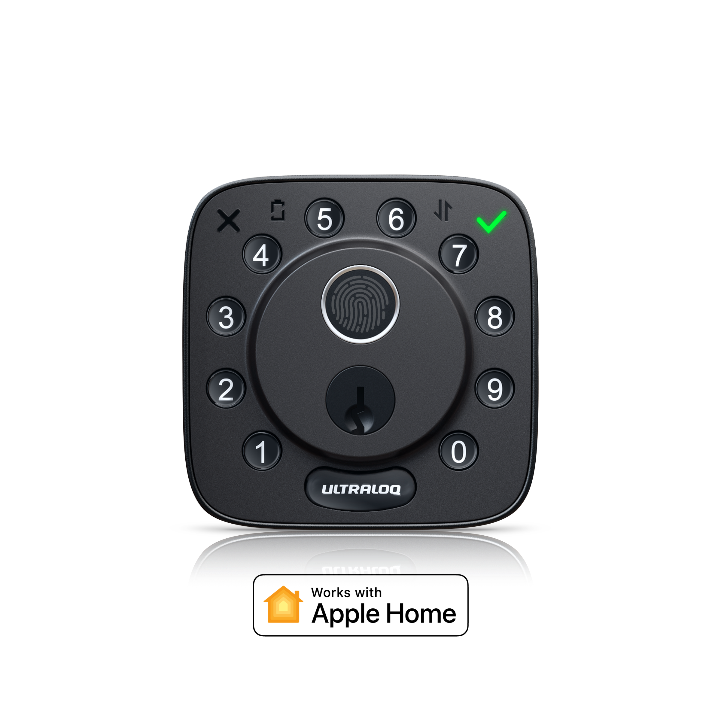 ULTRALOQ Bolt Fingerprint smart lock in black, with Apple Home compatibility