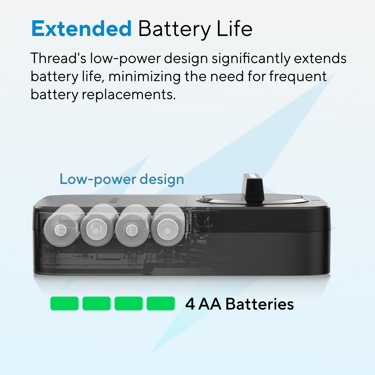 Low-power smart lock design extending battery life with four AA batteries