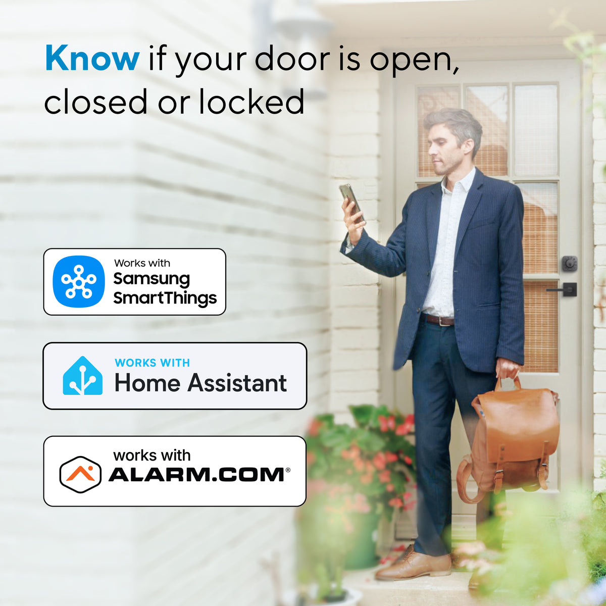 Remote smart lock status monitoring through SmartThings, Home Assistant and Alarm.com