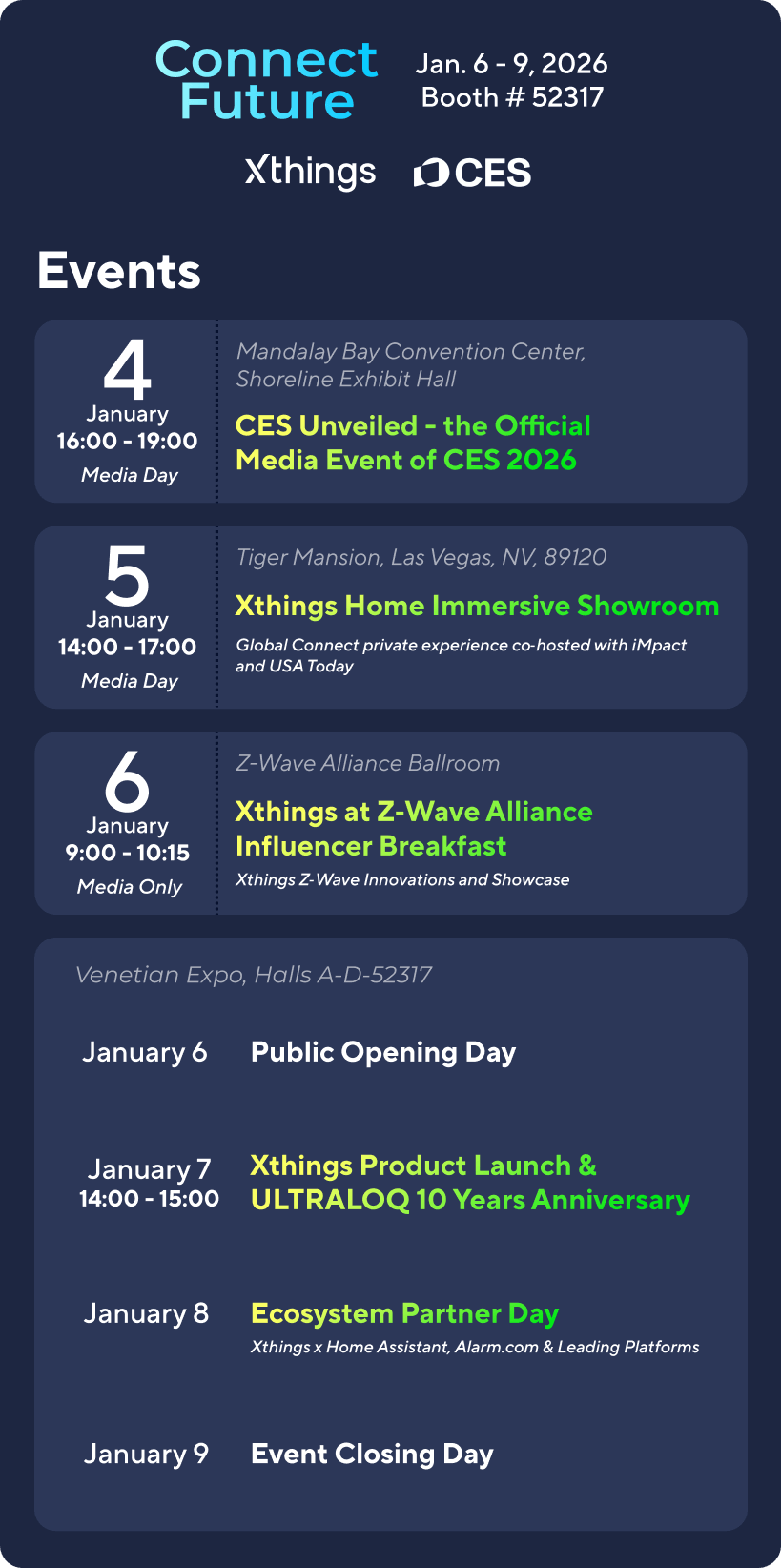 ULTRALOQ 2026 CES event schedule and exhibition agenda