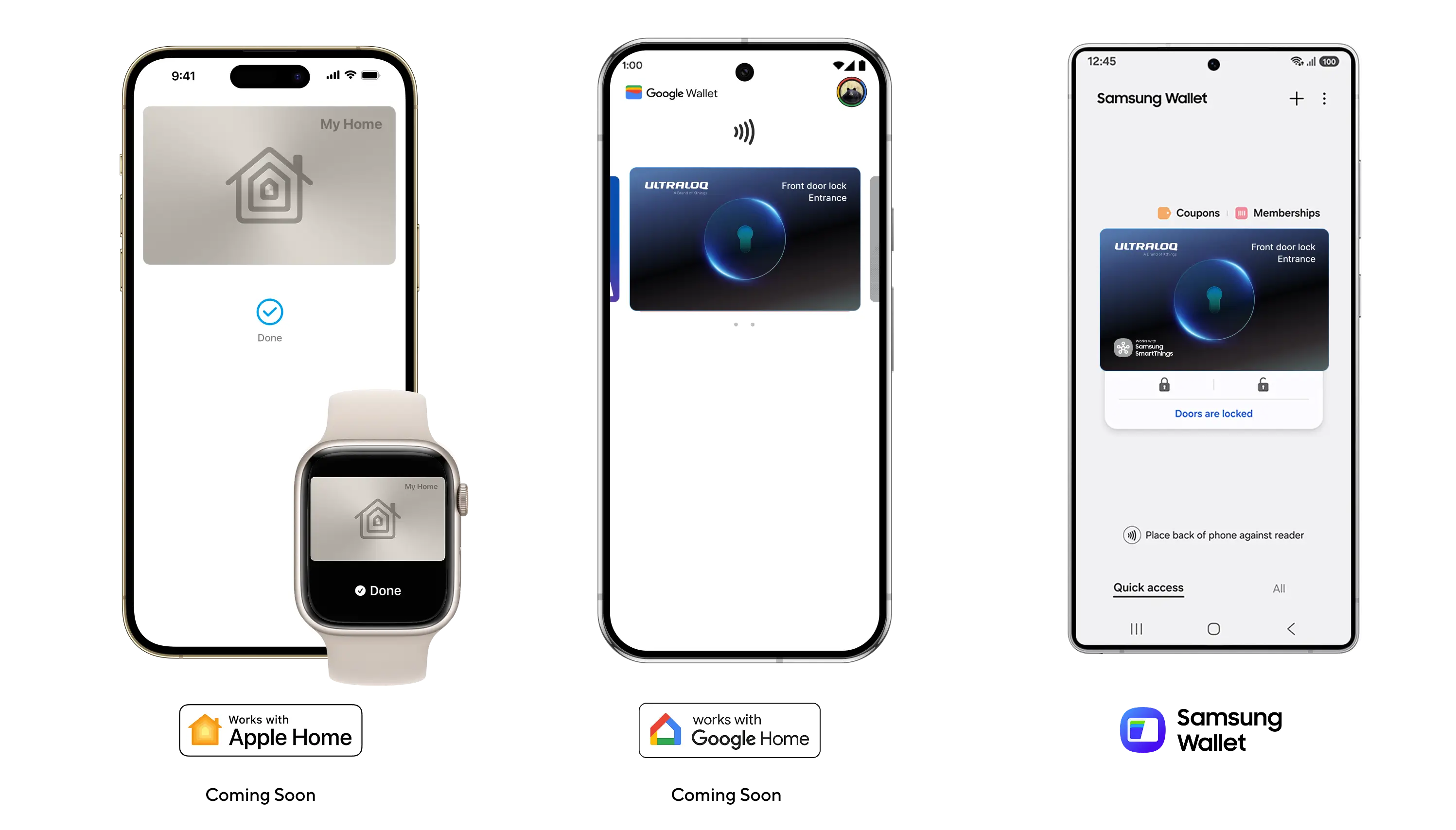 ULTRALOQ digital key support for Apple Home Key, Google Wallet and Samsung Wallet