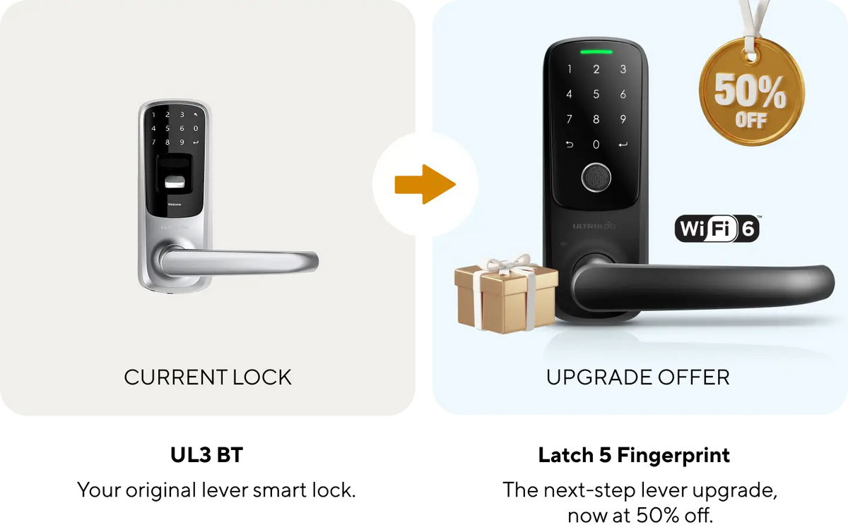Upgrade from your current smart lock to the ULTRALOQ Latch 5 Fingerprint WiFi 6 smart lever lock