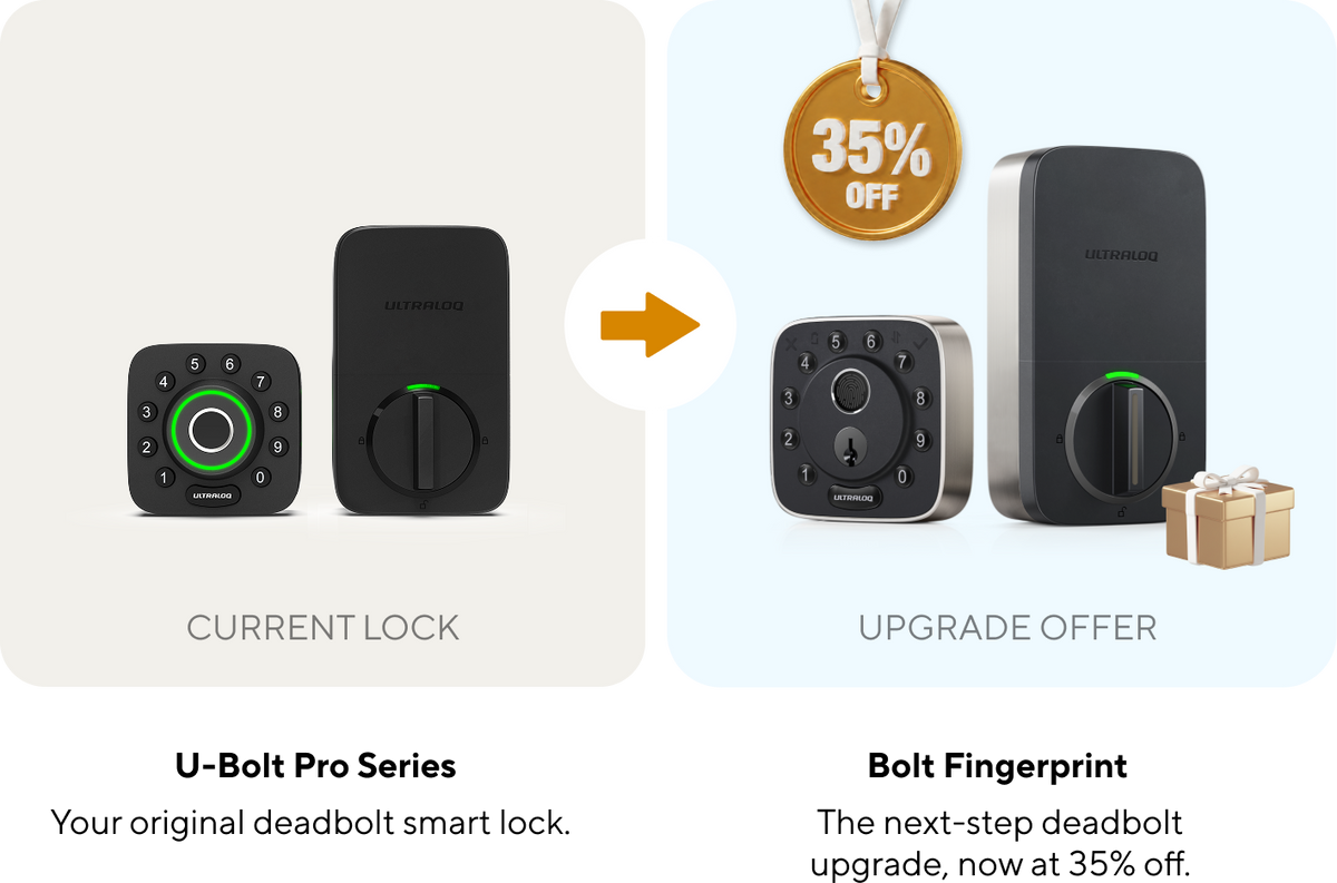 ULTRALOQ Bolt Fingerprint smart lock upgrade offer from the U-Bolt Pro series