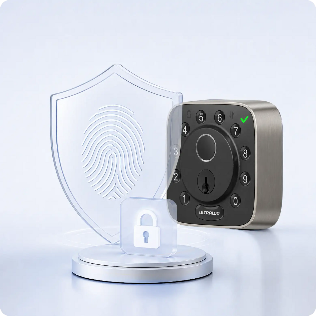 
ULTRALOQ smart lock with fingerprint security and encrypted access protection
