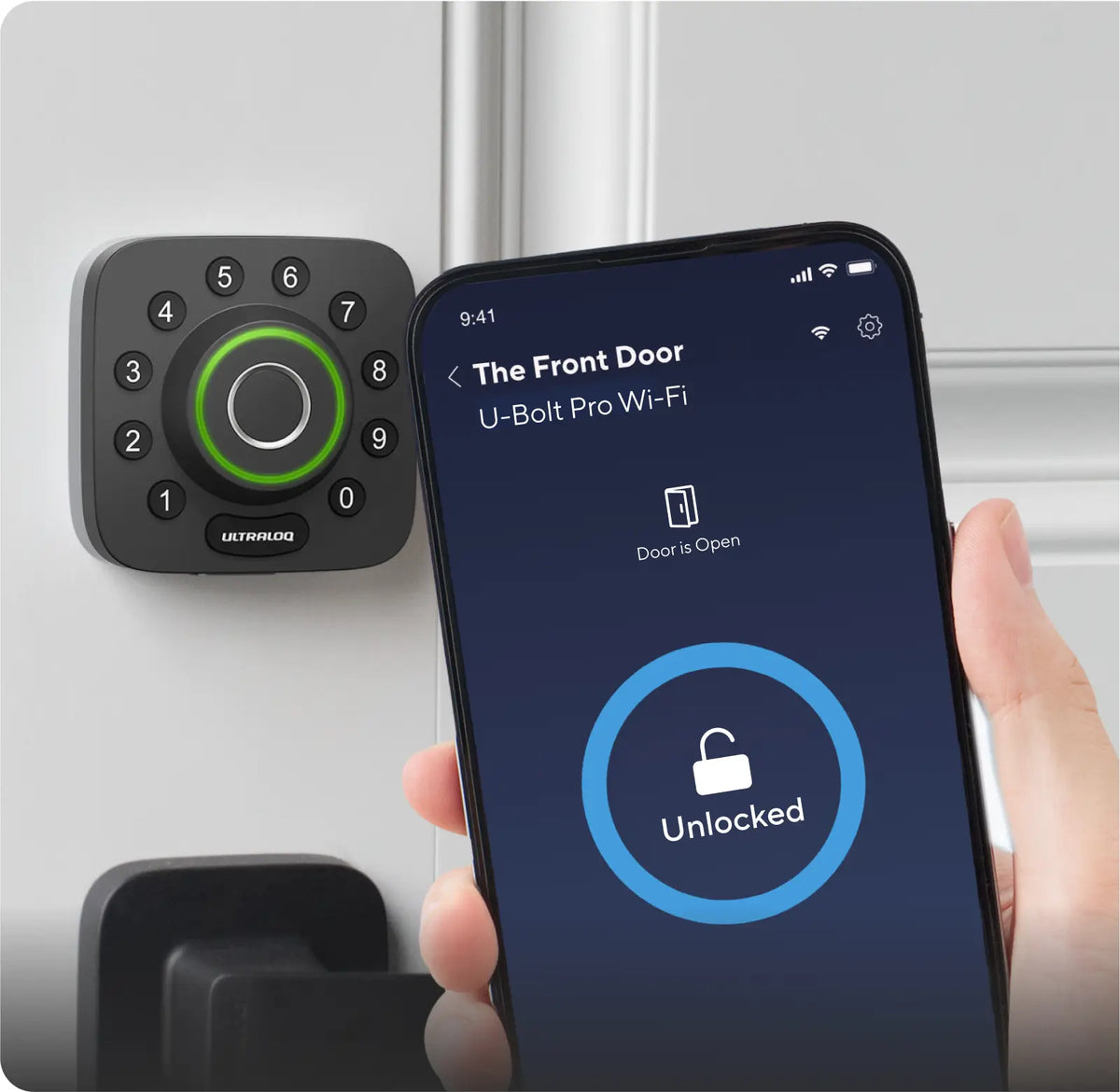 
ULTRALOQ U Bolt pro smart lock controlled remotely with the Xthings Home app
