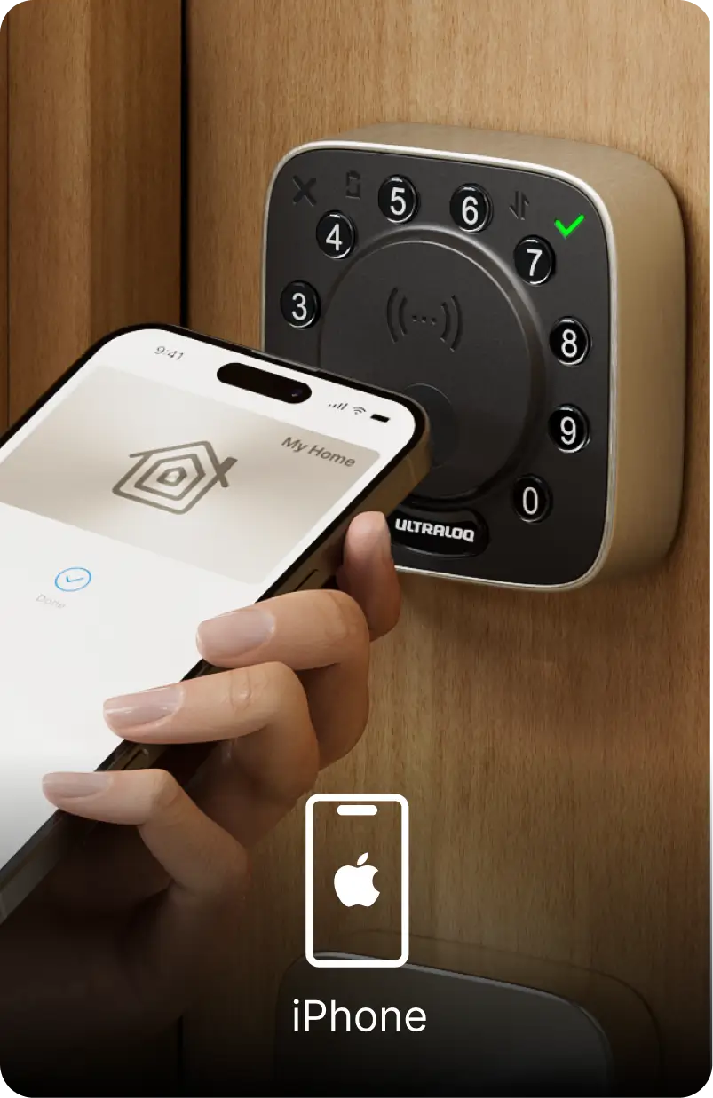 
ULTRALOQ Bolt NFC smart lock unlocked with Apple Home Key on iPhone

