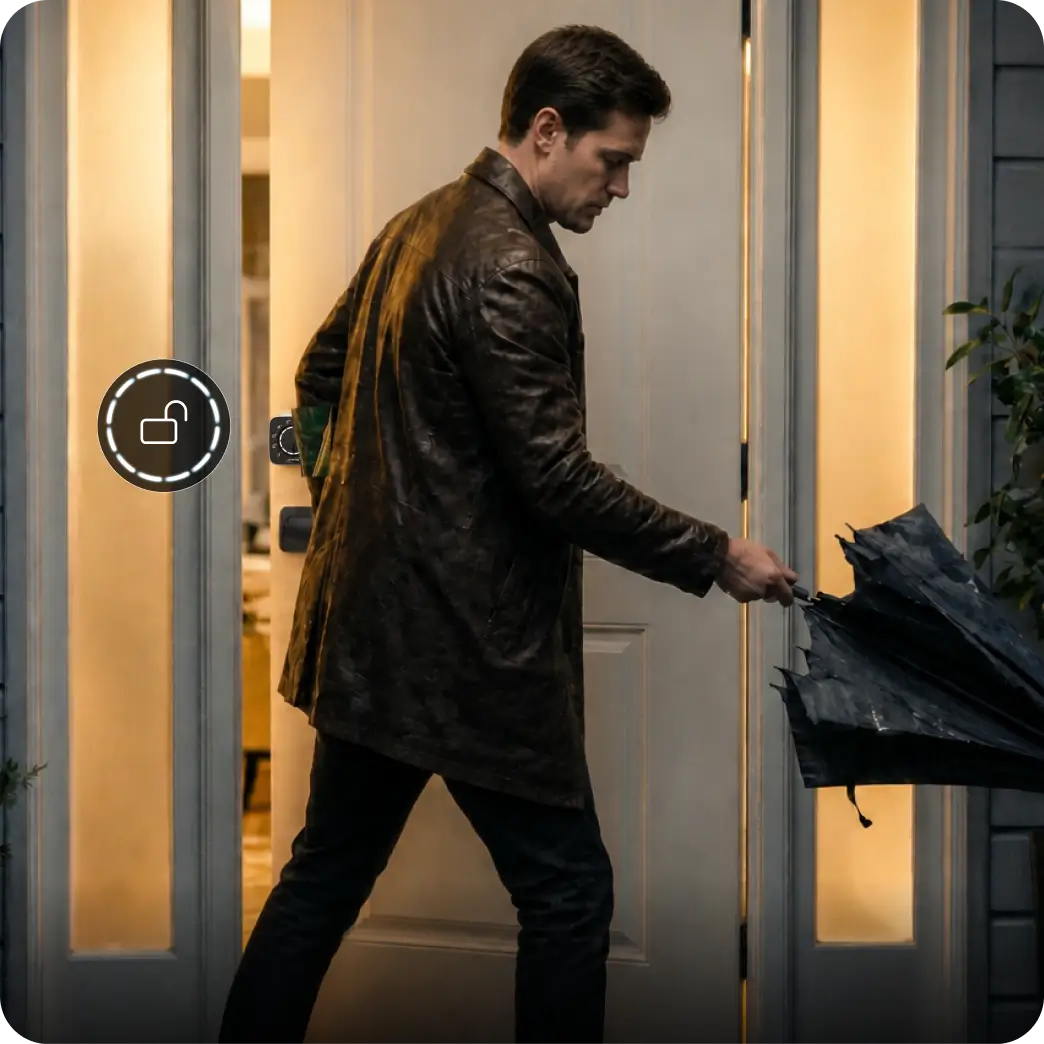 
ULTRALOQ Bolt Mission hands-free UWB smart lock unlocking while your hands are full
