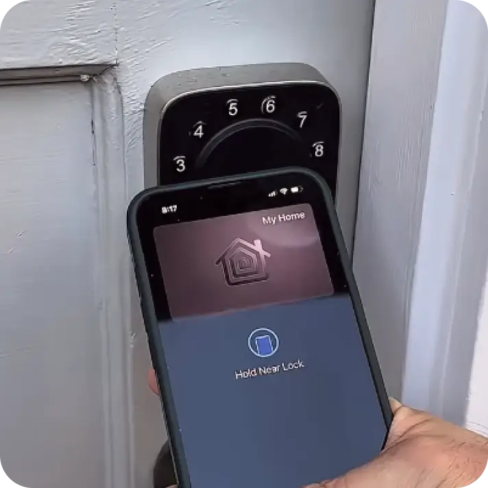 
ULTRALOQ Bolt NFC smart lock unlocked with Apple Home Key on iPhone
