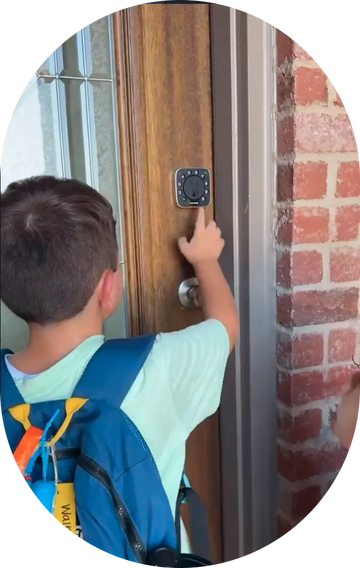 Family using the ULTRALOQ smart lock in an everyday home setting