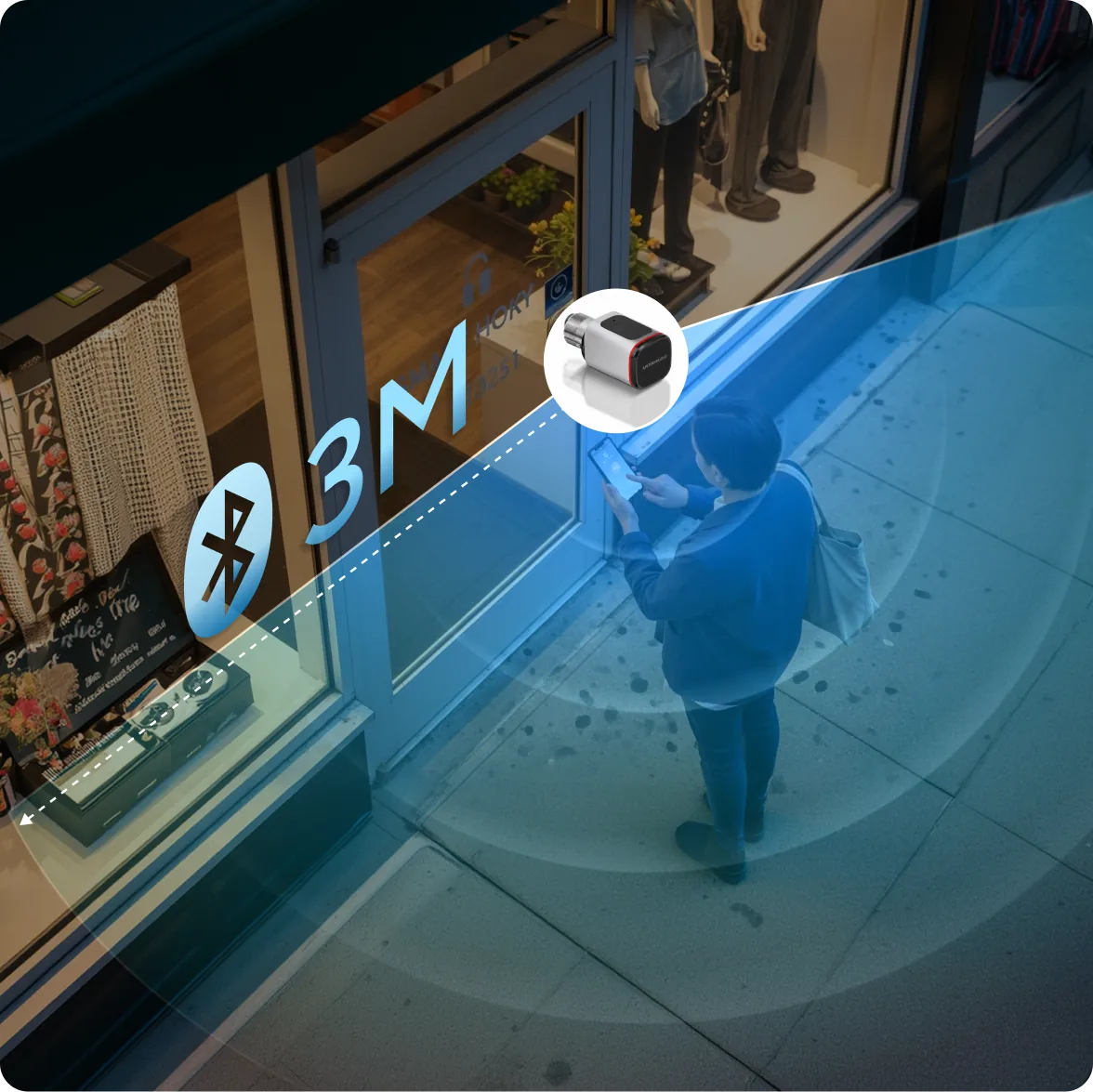 Illustration of the three-meter local Bluetooth range